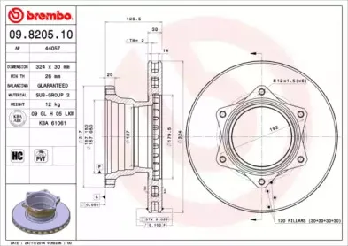 09.8205.10 BREMBO Тормозной диск