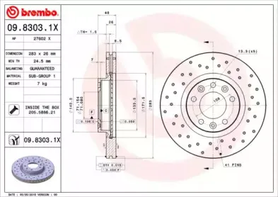 09.8303.1X BREMBO Тормозной диск
