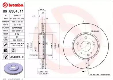 09.8304.11 BREMBO Тормозной диск