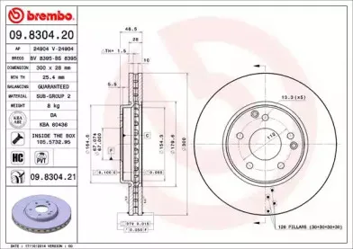 09.8304.21 BREMBO Тормозной диск
