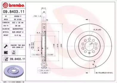 09.8403.11 BREMBO Тормозной диск