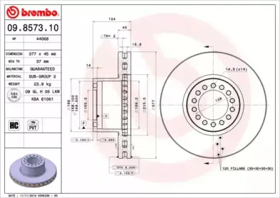 09.8573.10 BREMBO Тормозной диск