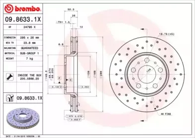 09.8633.1X BREMBO Тормозной диск