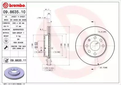 09.8635.10 BREMBO Тормозной диск
