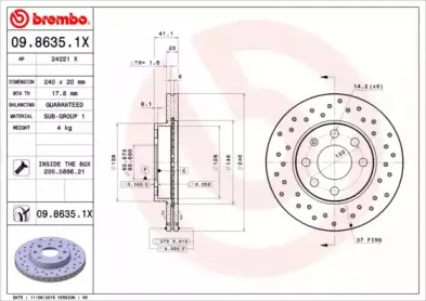 09.8635.1X BREMBO Тормозной диск