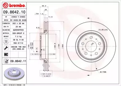 09.8642.11 BREMBO Тормозной диск