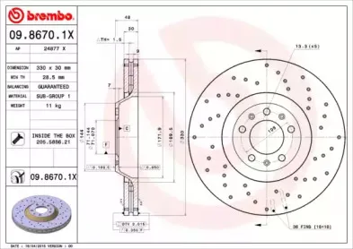 09.8670.1X BREMBO Тормозной диск