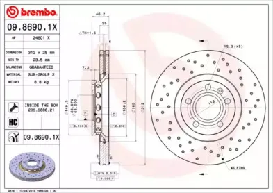 09.8690.1X BREMBO Тормозной диск