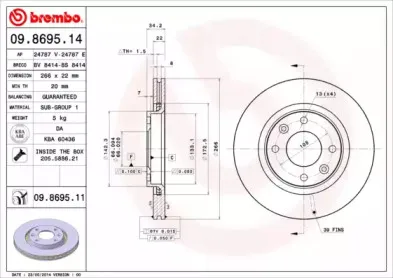 09.8695.11 BREMBO Тормозной диск