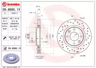 09.8695.1X BREMBO Тормозной диск