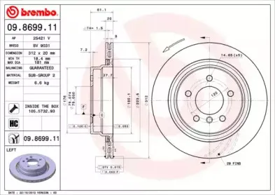 09.8699.11 BREMBO Тормозной диск