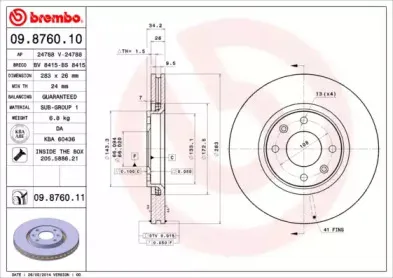 09.8760.10 BREMBO Тормозной диск