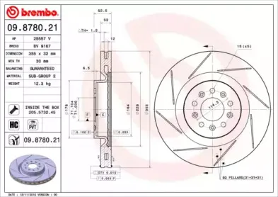 09.8780.21 BREMBO Тормозной диск