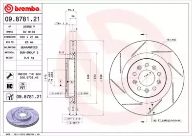 09.8781.21 BREMBO Тормозной диск