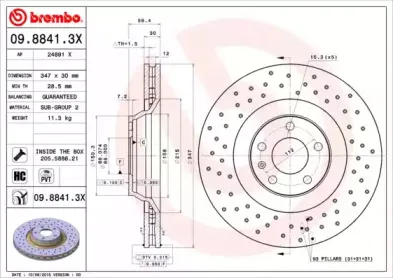 09.8841.3X BREMBO Тормозной диск