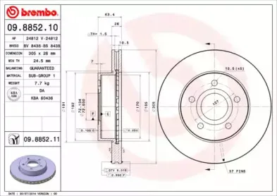 09.8852.10 BREMBO Тормозной диск