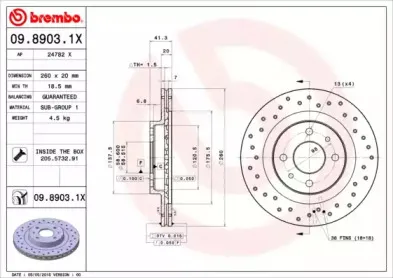09.8903.1X BREMBO Тормозной диск