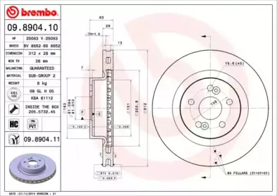 09.8904.10 BREMBO Тормозной диск