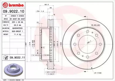 09.9022.11 BREMBO Тормозной диск