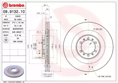 09.9132.10 BREMBO Тормозной диск