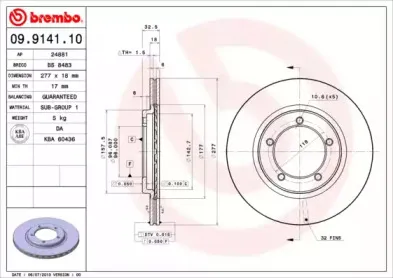 09.9141.10 BREMBO Тормозной диск