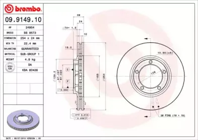 09.9149.10 BREMBO Тормозной диск