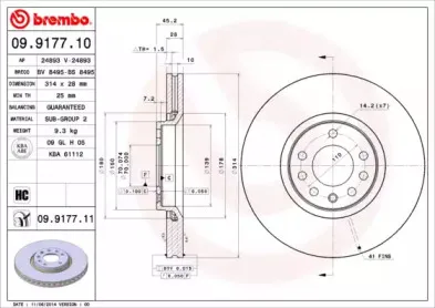 09.9177.11 BREMBO Тормозной диск