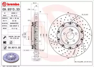 09.9313.33 BREMBO Тормозной диск