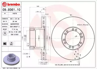 09.9361.10 BREMBO Тормозной диск