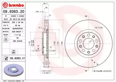 09.9363.21 BREMBO Тормозной диск
