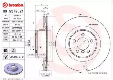 09.9372.21 BREMBO Тормозной диск