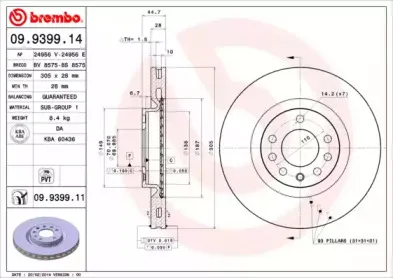 09.9399.11 BREMBO Тормозной диск
