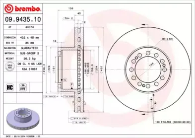 09.9435.10 BREMBO Тормозной диск