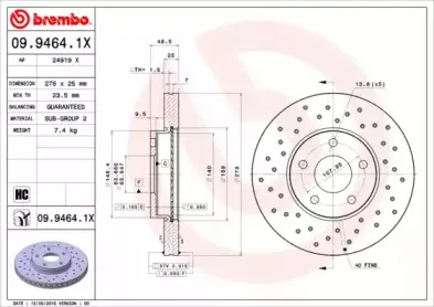 09.9464.1X BREMBO Тормозной диск