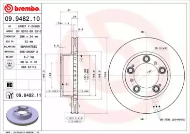 09.9482.10 BREMBO Тормозной диск