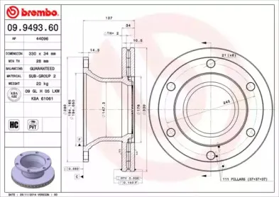 09.9493.60 BREMBO Тормозной диск