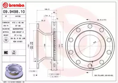 09.9498.10 BREMBO Тормозной диск