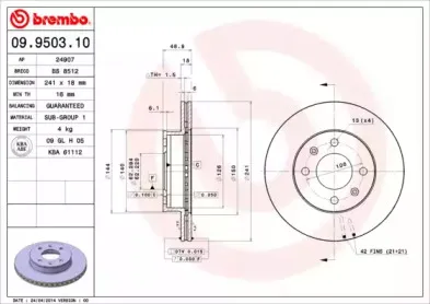 09.9503.10 BREMBO Тормозной диск