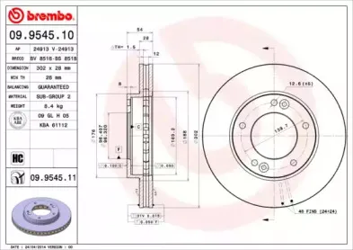 09.9545.11 BREMBO Тормозной диск