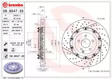 09.9547.33 BREMBO Тормозной диск