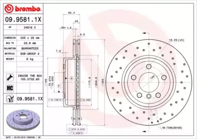 09.9581.1X BREMBO Тормозной диск