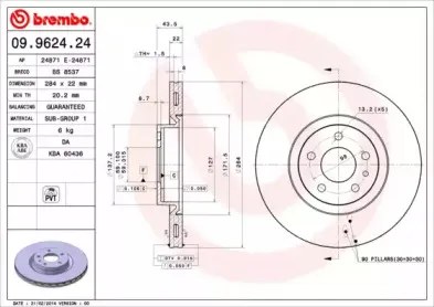 09.9624.24 BREMBO Тормозной диск