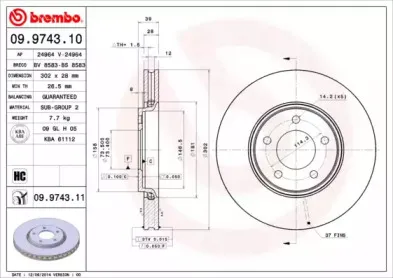 09.9743.10 BREMBO Тормозной диск