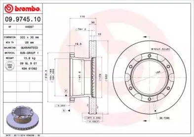 09.9745.10 BREMBO Тормозной диск