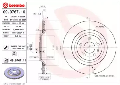 09.9767.11 BREMBO Тормозной диск