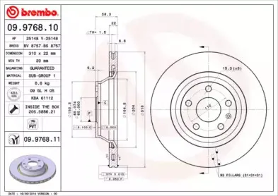 09.9768.10 BREMBO Тормозной диск