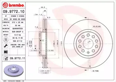 09.9772.10 BREMBO Тормозной диск
