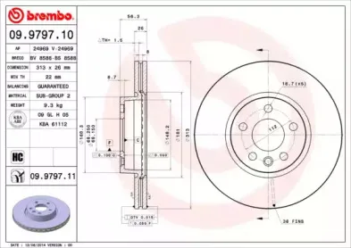 09.9797.11 BREMBO Тормозной диск