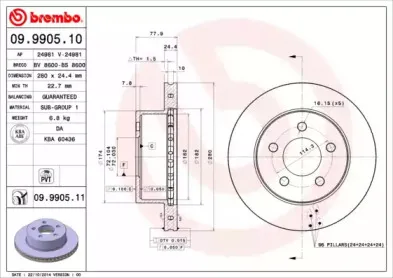 09.9905.11 BREMBO Тормозной диск