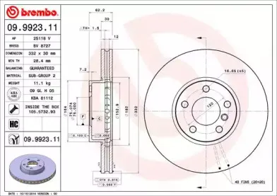 09.9923.11 BREMBO Тормозной диск